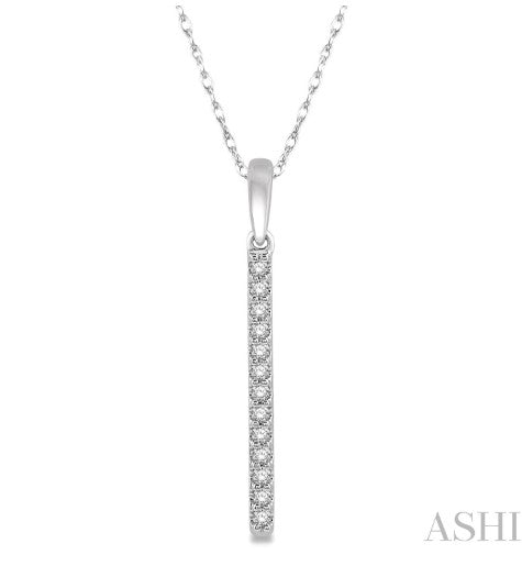 10K WG .10cttw Petite Diamonds Linear Bar Pendant