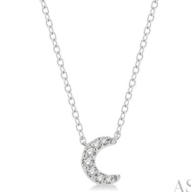 10K WG 1/20cttw Dia Petite Crescent Moon Necklace Main image