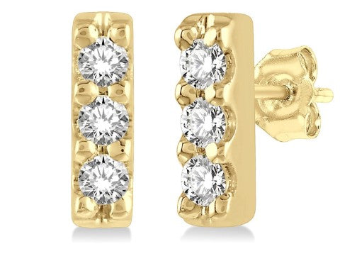 10K YG Diamond Petite Vertical Bar Studs Main image