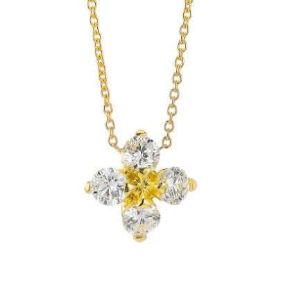 18K YG .27cttw Dia Love in Verona Small Flower Necklace by Roberto Coin