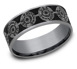 Tantalum/Titanium The 9mm 7.5mm Bullet Back Center with Thin Edges Band Size 10 by Brook & Branch