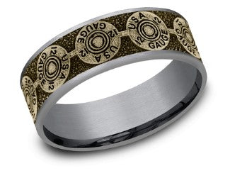 14KY/ Tantalum The 12 Gauge Bullet Back Pattern 7.5mm Band by Brook and Branch Main image