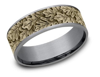 *14KY/ Tantalum The Oak with Oak Leaf Pattern 7.5mm Band by Brook and Branch Main image