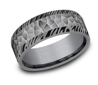 *Tantalum 8mm The Ledger Band with Hammered Center Band by Brook and Branch