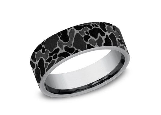 Tantalum 7mm The Drake Duck Camo Design Flat Band By Brook and Branch