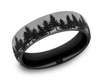 *Black and Grey Titanium 6.5mm The Evergreen Design Band by Brook and Branch Main image
