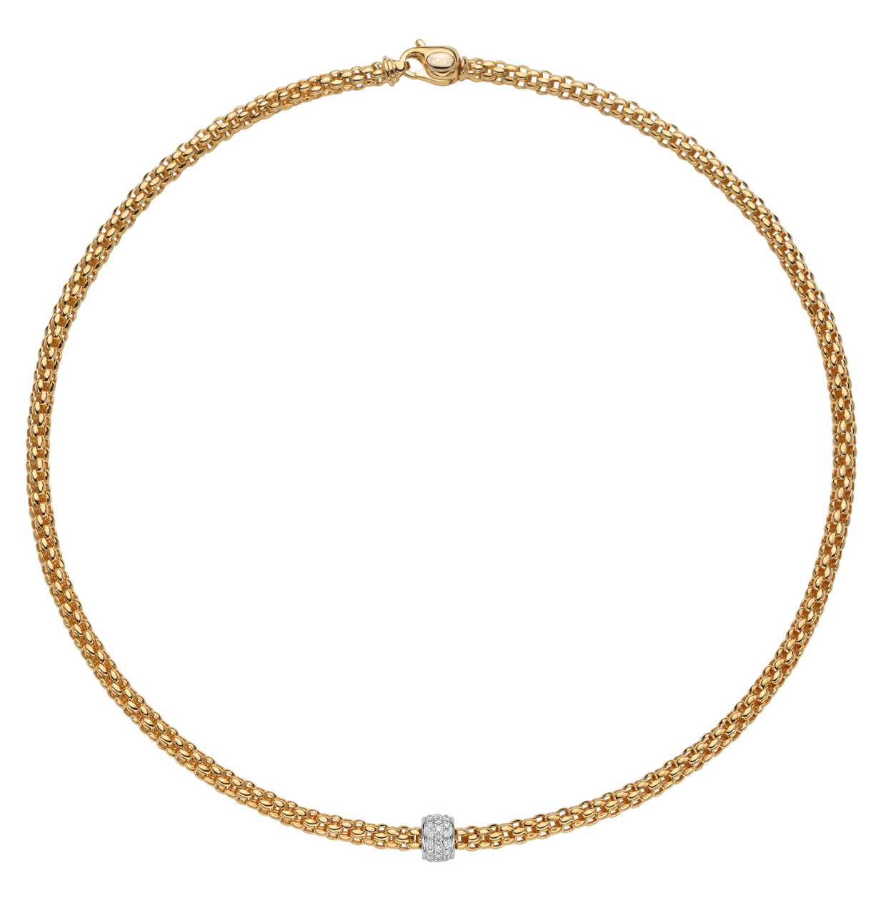 18K YG Solo 3/10cttw Diamond Pave Rondel Necklace by FOPE Main image