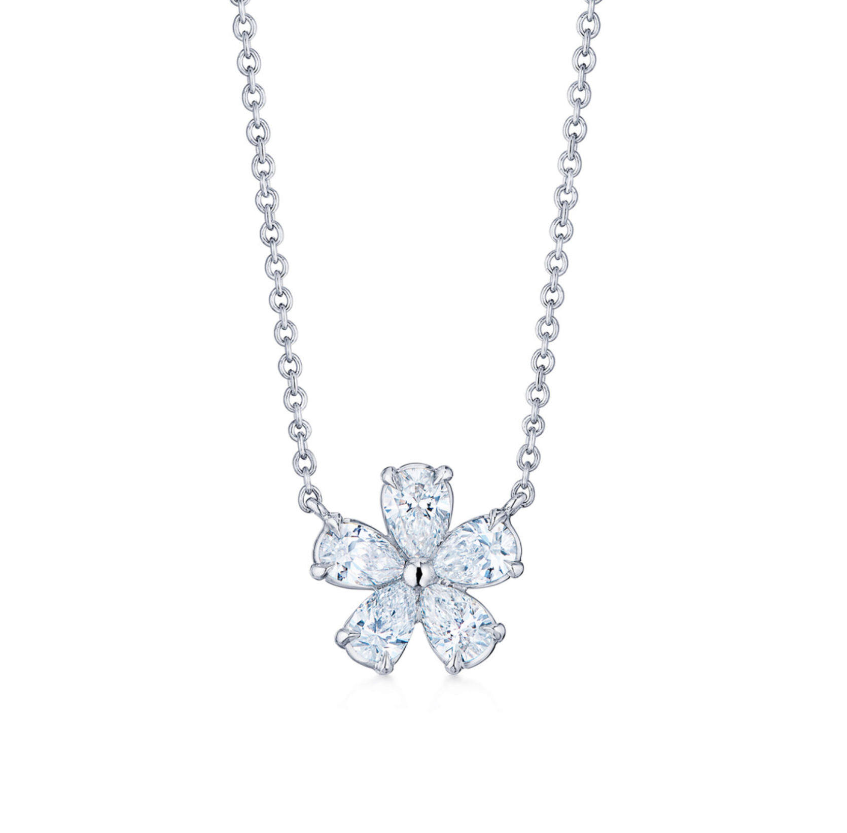 Platinum Pear Shape Diamond Floral Pendant by KWIAT