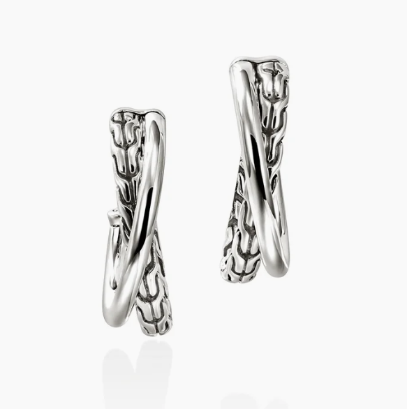 Sterling Silver Essential Crossover Hoops by John Hardy Main image