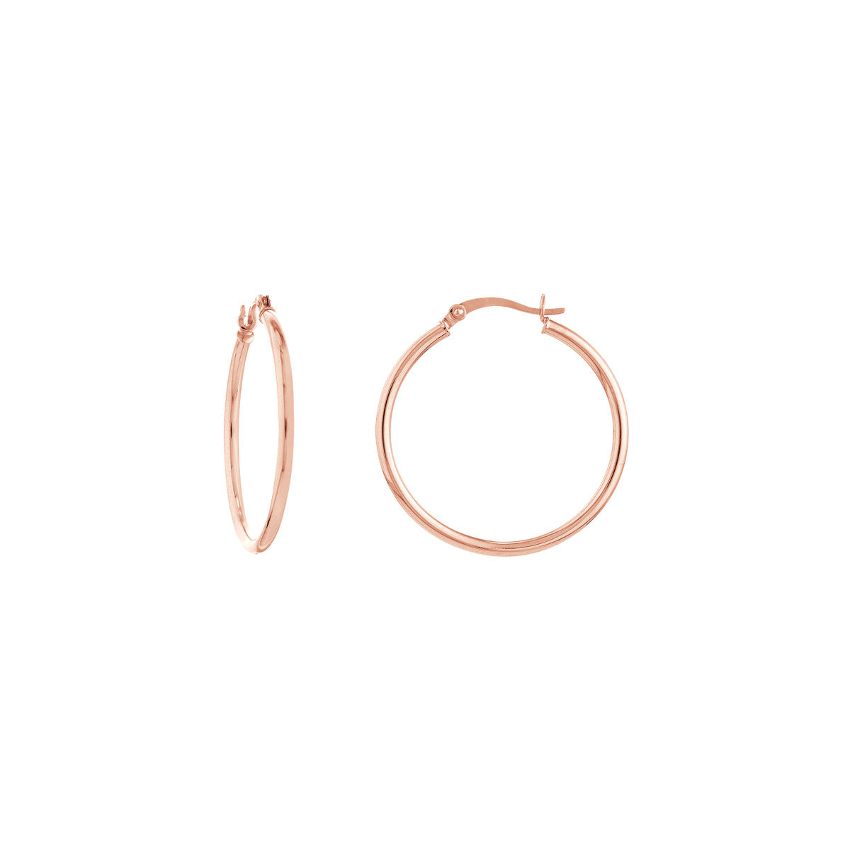 14K RG POLISHED HOOPS 30MM