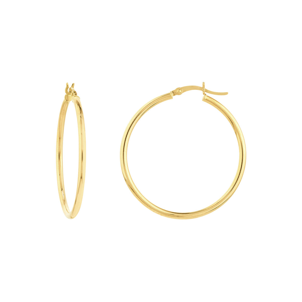 14K YG 35MM POLISHED HOOP