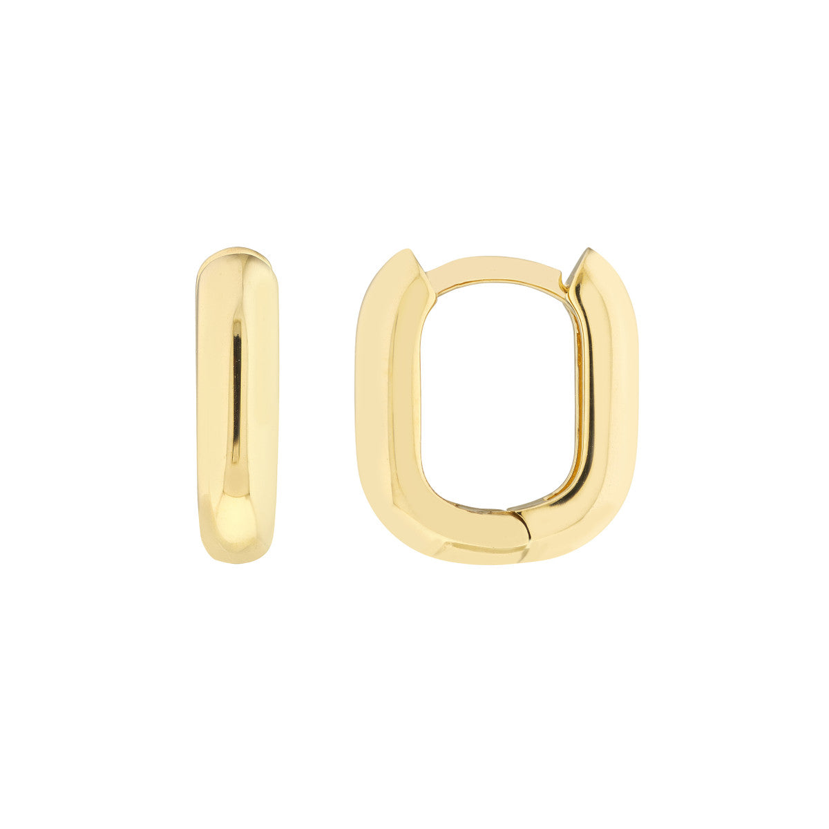 14K YG Small Oblong Polished Hoops