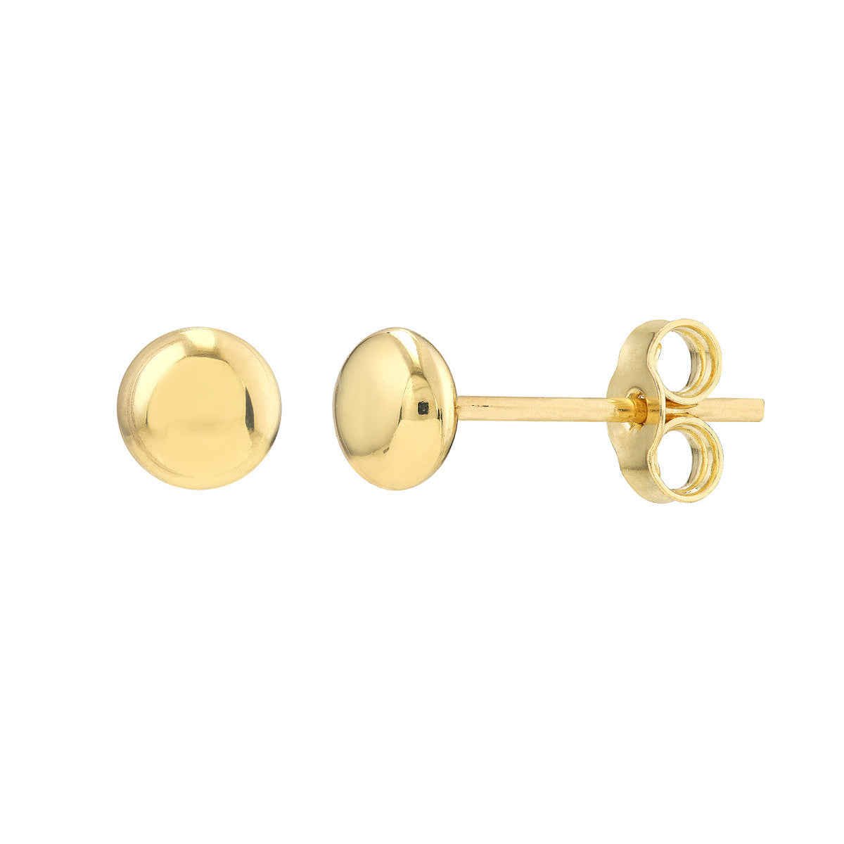 14K YG 4.5mm Flat Round Pebble Stud Earrings