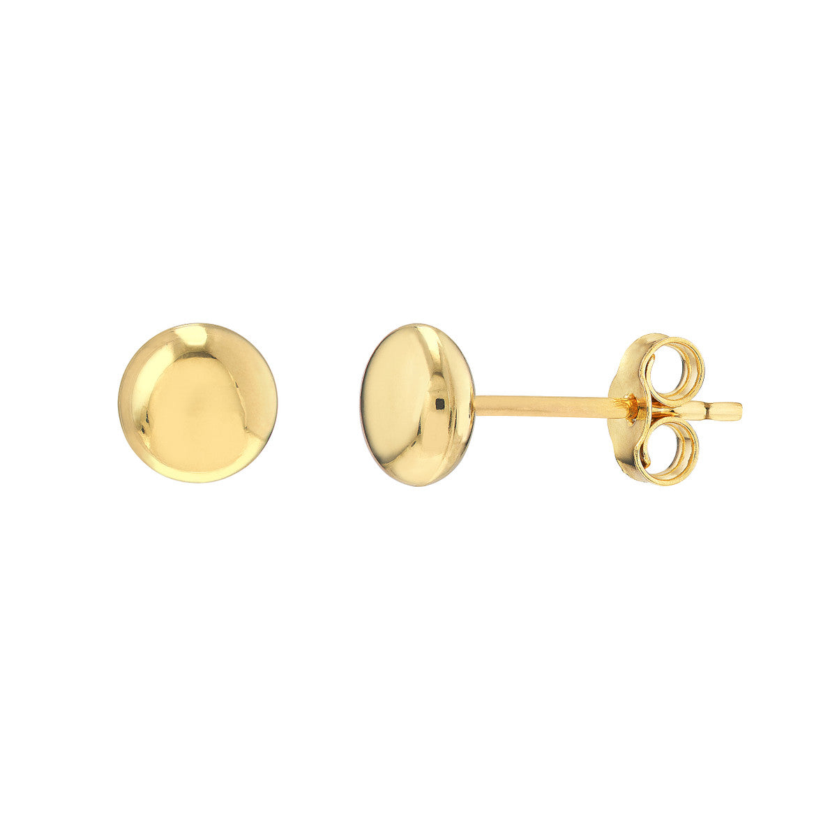 14K YG 5.5mm Flat Round Pebble Stud Earrings Main image