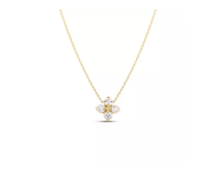 18K Yellow Gold Love in Verona 1/2cttw Diamond Flower Necklace by Roberto Coin Main image