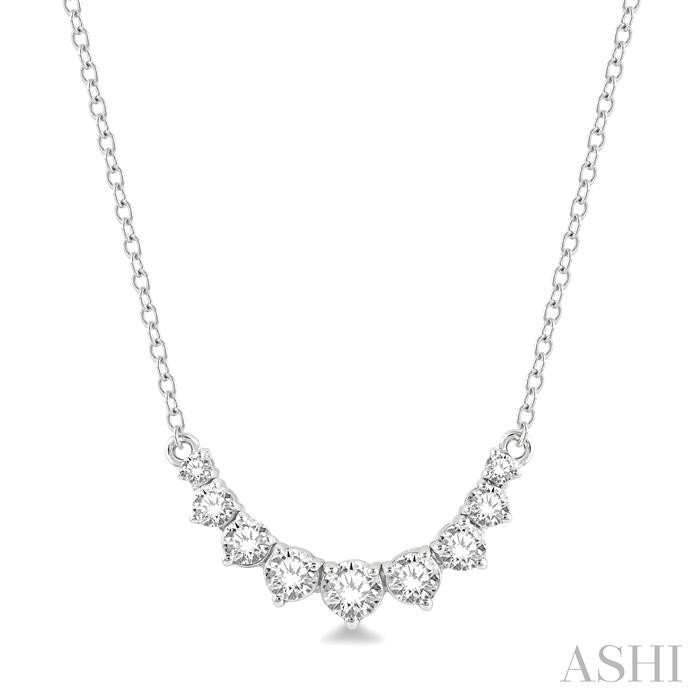 14k Wg 0.50cttw Graduated Diamond Smile Necklace