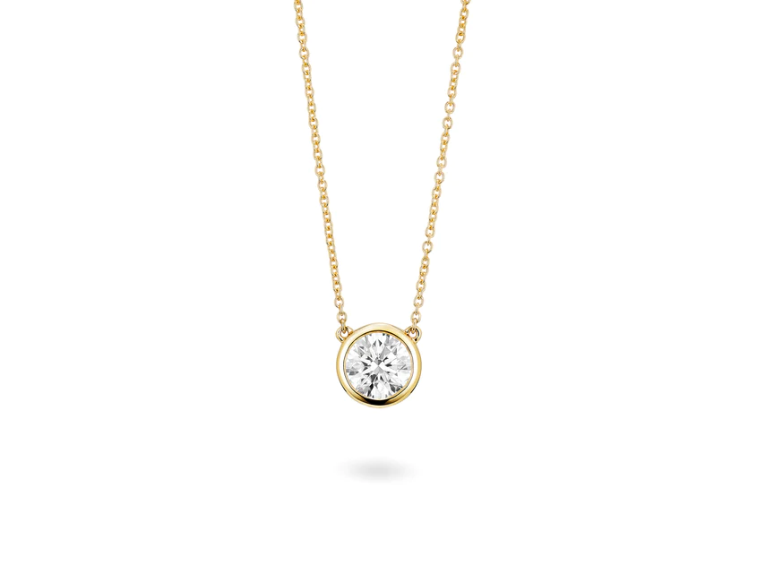 10K YG 0.10cttw Bezel Petite Stud Pendant