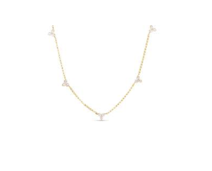 18k YG Diamond Love by the Inch 5 Station Necklace by Roberto Coin