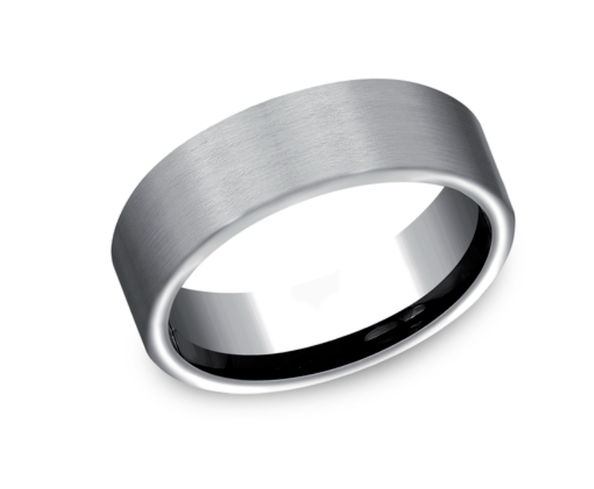 "The Lieutenant" 7mm Grey Tantalum Flat All Satin Wedding Band by Benchmark, size 10 Main image