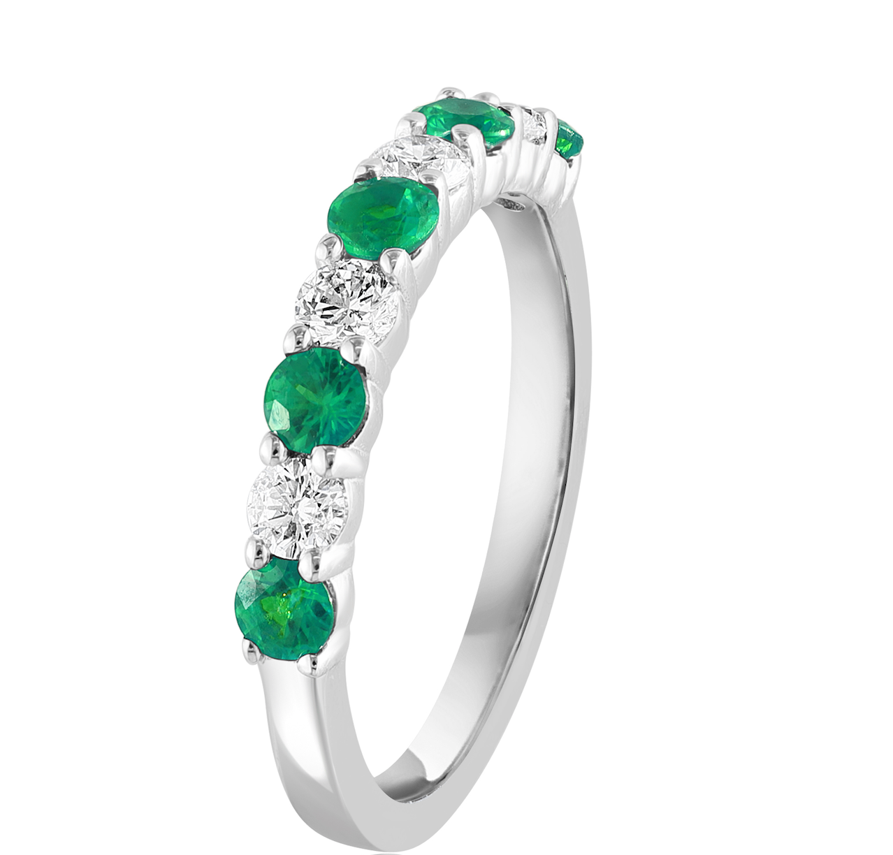 14K WG Emerald & Diamond Alternating Band Main image