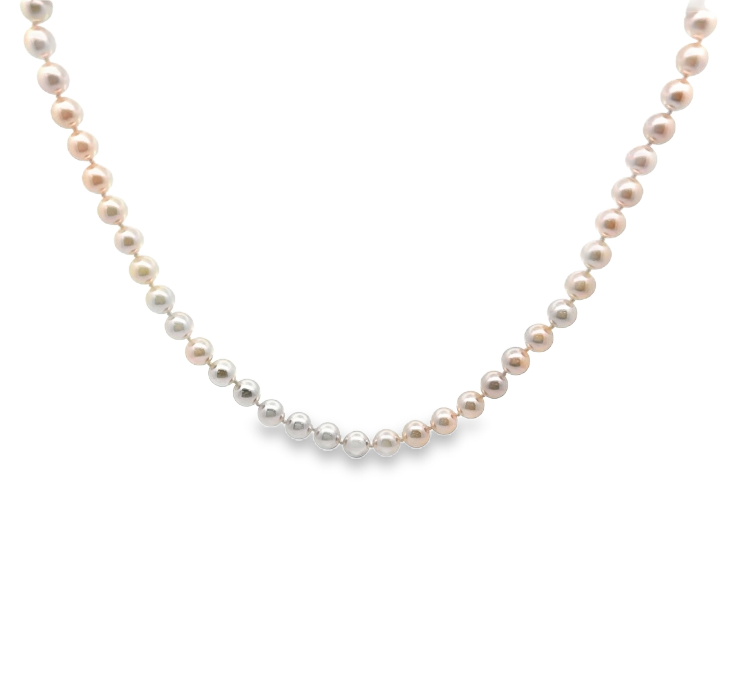 14K YG 7x6.5 Japanese Akoya Cultured Pearl Necklace
