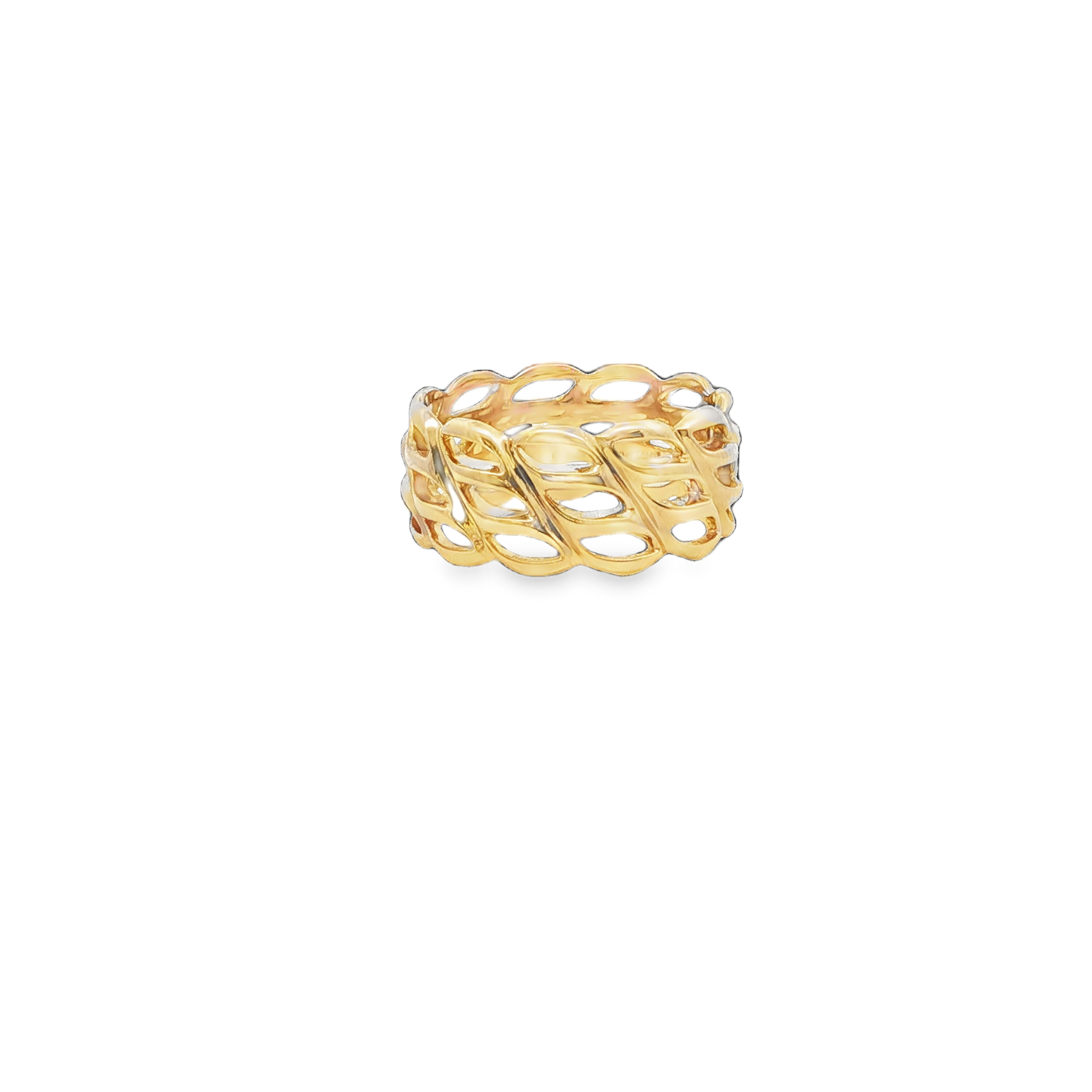 14K YG Wide Open Marquise Cut Out Link Band *Estate Item, Sold As Is, Final Sale