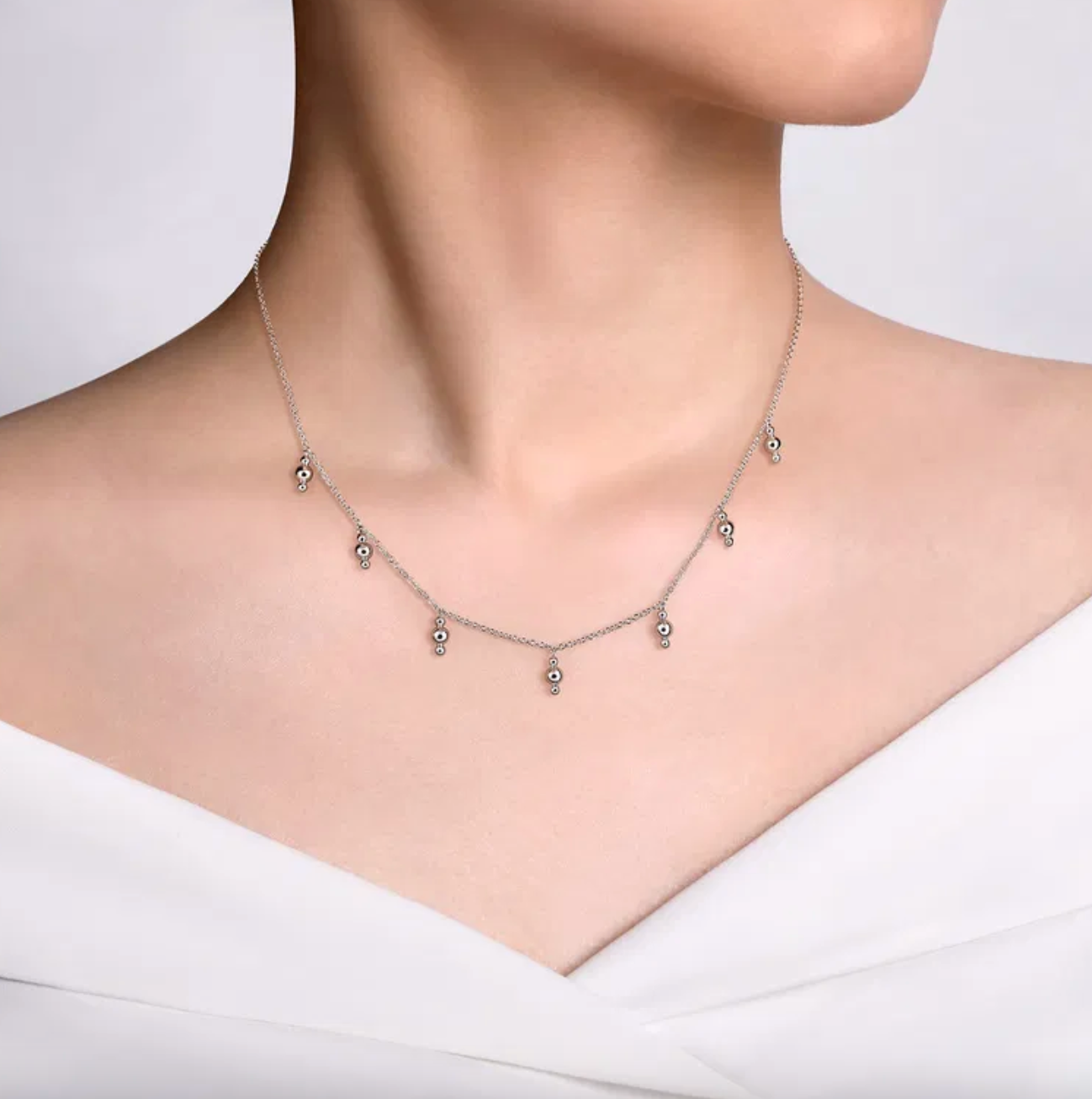 Sterling Silver Bujukan Bead Droplet Necklace by Gabriel NY