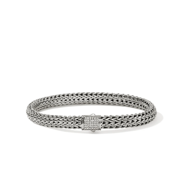 Sterling Silver Icon 6.5mm Bracelet with Diamond Clasp by John Hardy