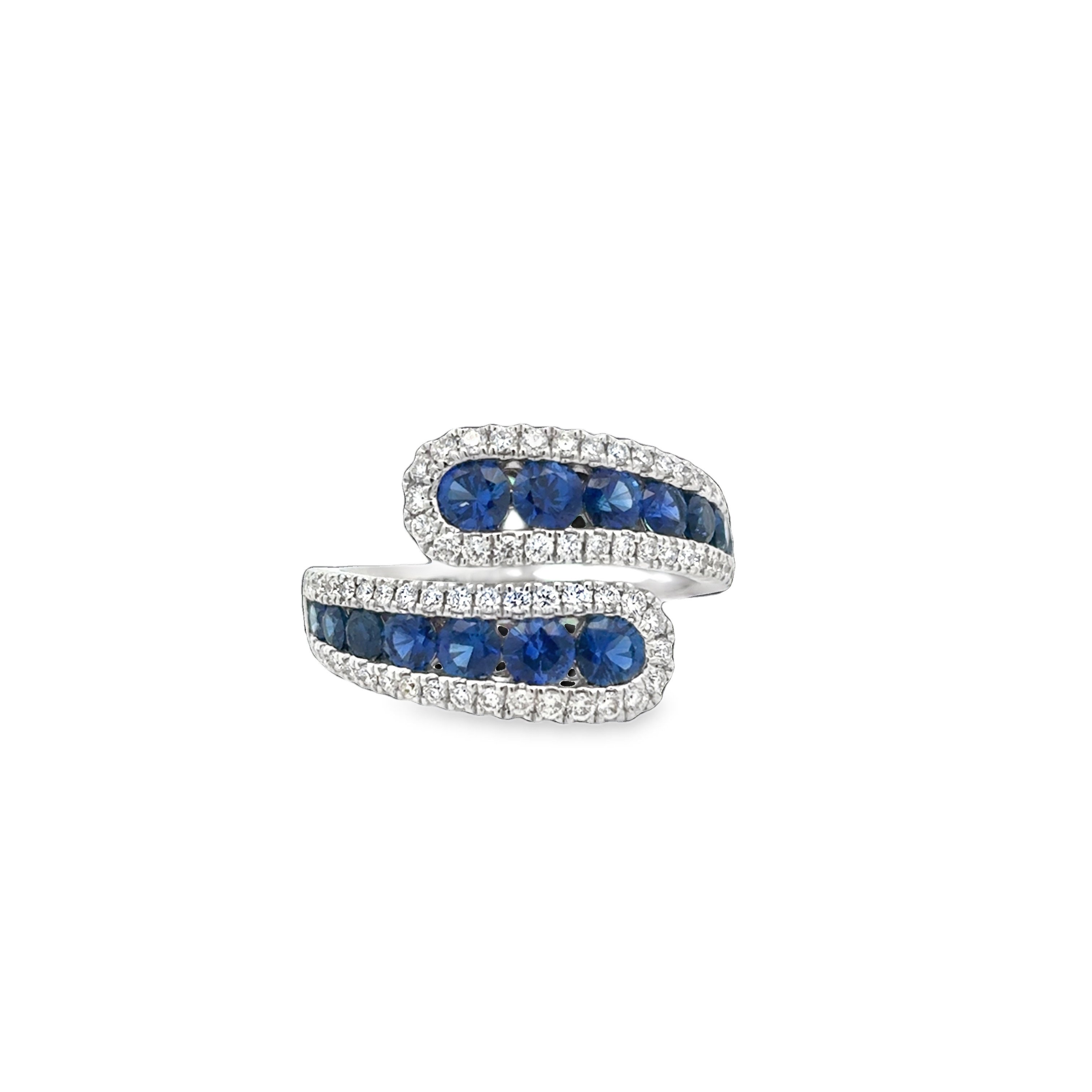 18K WG Blue Sapphire & Diamond Outline Wrap Ring by David Kord Main image