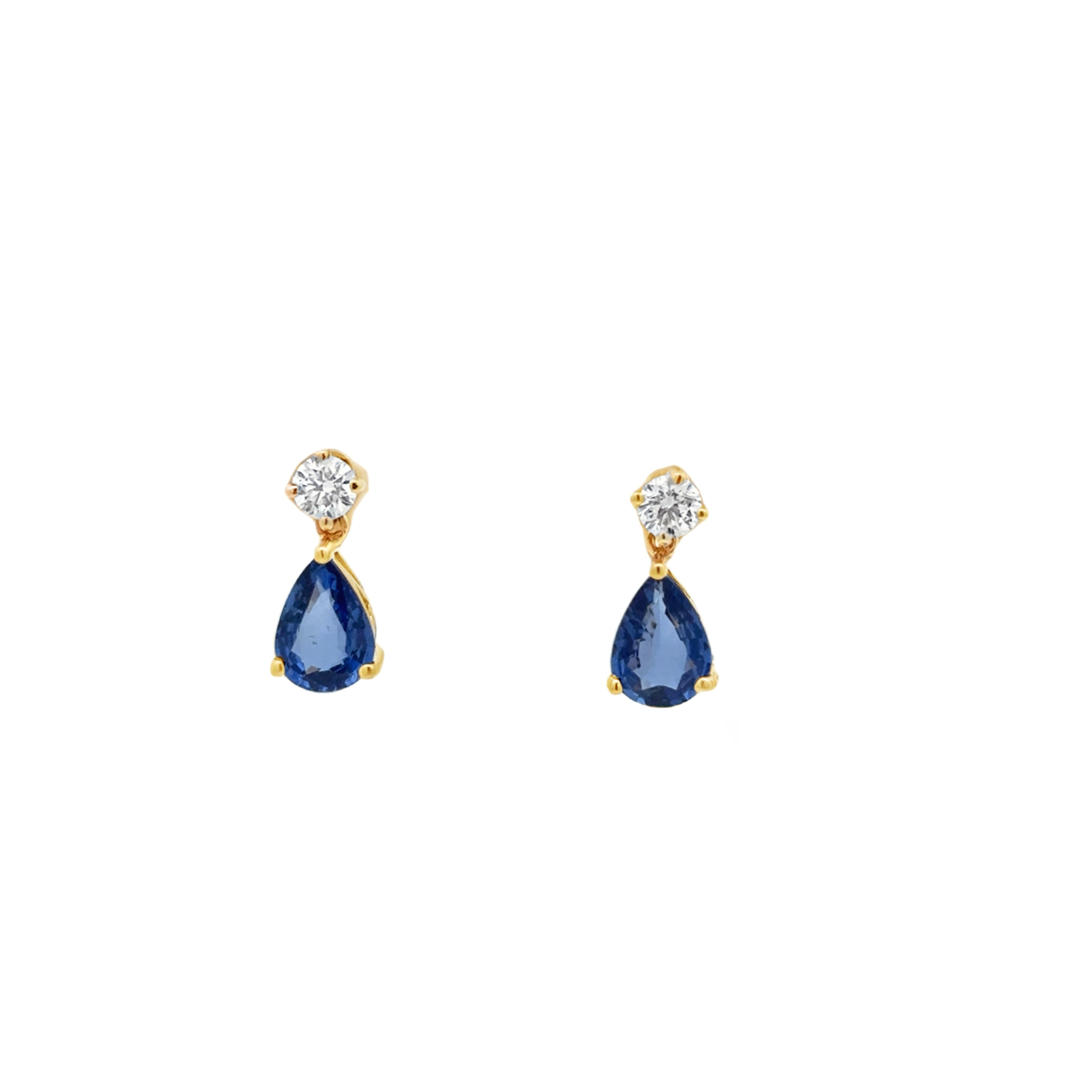 18K YG Pear Shape Sapphire & Diamond Drop Stud Earrings by David Kord Main image