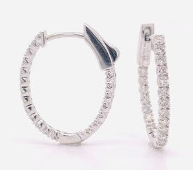 14K WG 3/4cttw Diamond Oval Inside Out Hoops Main image