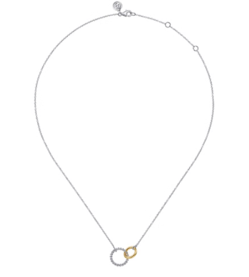 Sterling Silver & 14K Yellow Gold Bujukan Interlocking Pendant Necklace by Gabriel NY