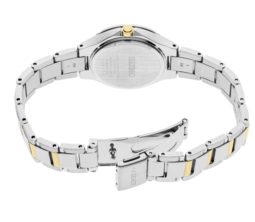 Seiko Essentials Stainless Steel Two-Tone Quartz Charcoal Dial