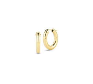 18K DESIGNER GOLD MEDIUM ROUNDED OVAL THE PERFECT HOOP EARRINGS
