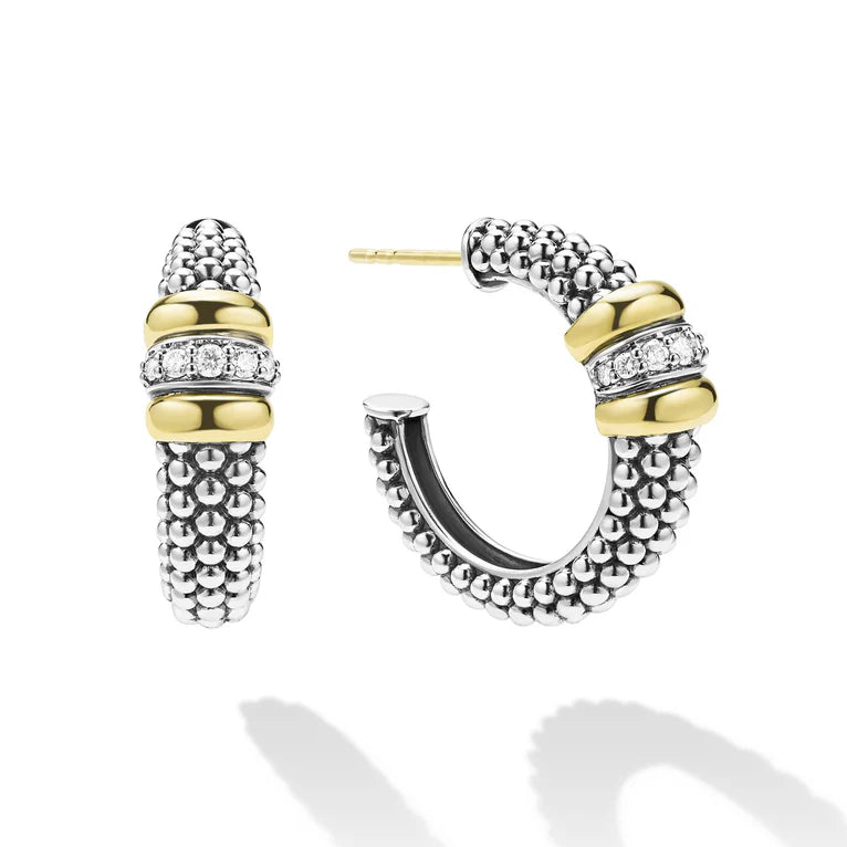 SS/18K Signature Caviar & Diamond Hoops by LAGOS Main image