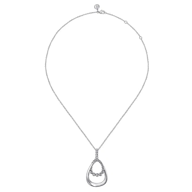 Sterling Silver White Sapphire Bujukan Teardrop Pendant Necklace by Gabriel NY Secondary image