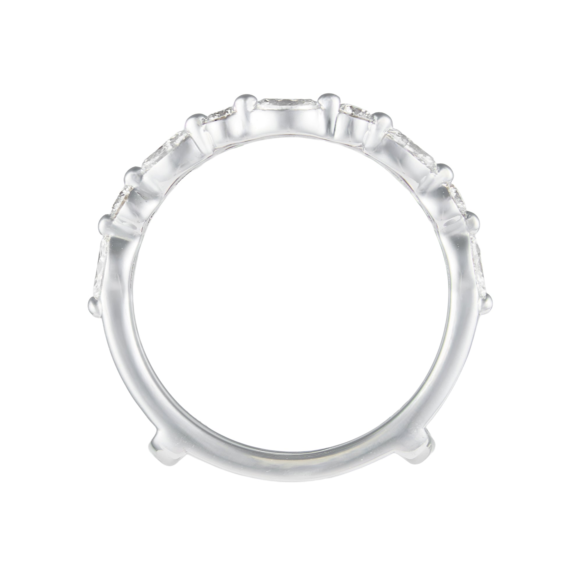 14K White Gold Marquise & Round Diamond Alternating Shared Prong Ring Insert