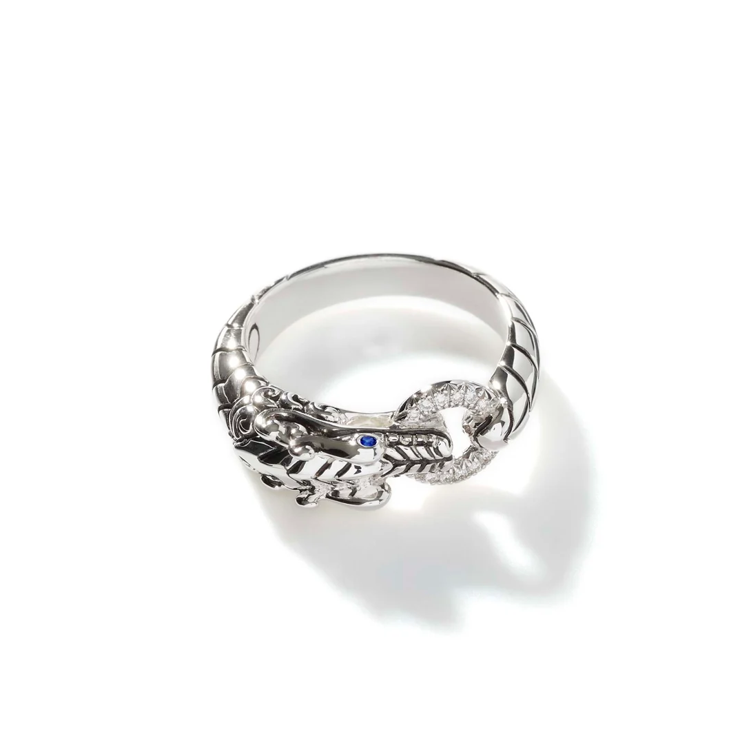Sterling Silver Naga Heritage Diamond Dragon Ring by John Hardy