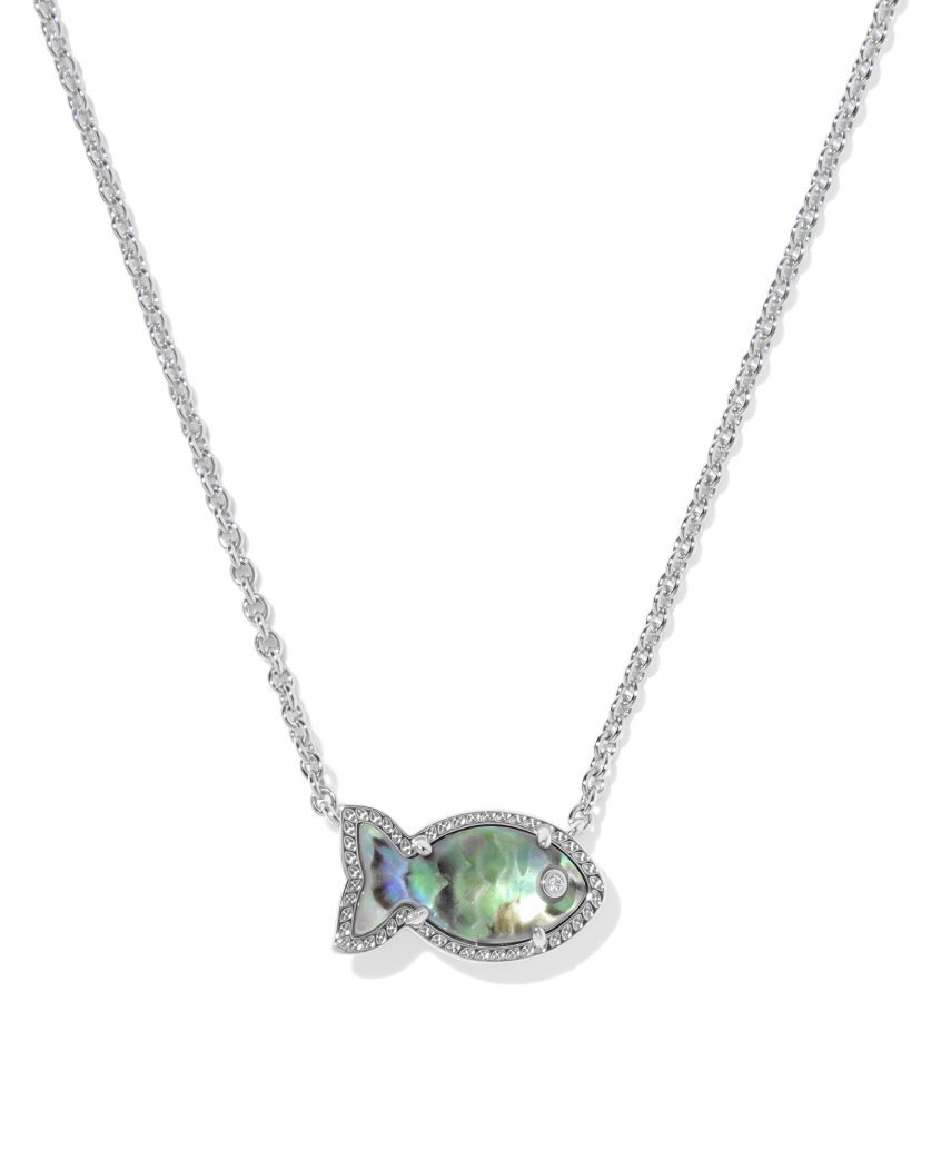 Rhodium Plated Parker Fish Pendant in Abalone Shell by Kendra Scott Main image