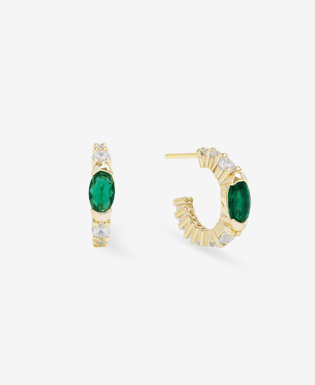 18K Gold Plated She's so Extrra Huggies in Emerald CZ by Melinda Maria Secondary image