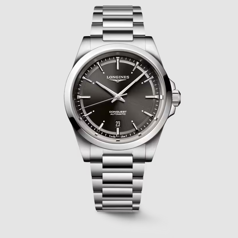 Longines Conquest 41mm Watch with Sunray Black Dial