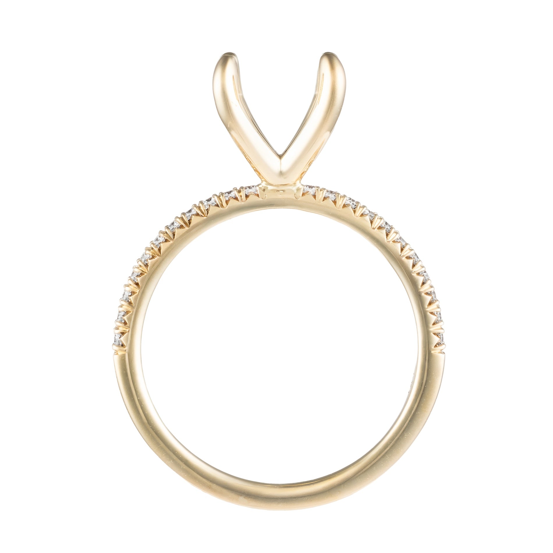 14K YG 1/10cttw Diamond Prong Set Semi-Mount Secondary image
