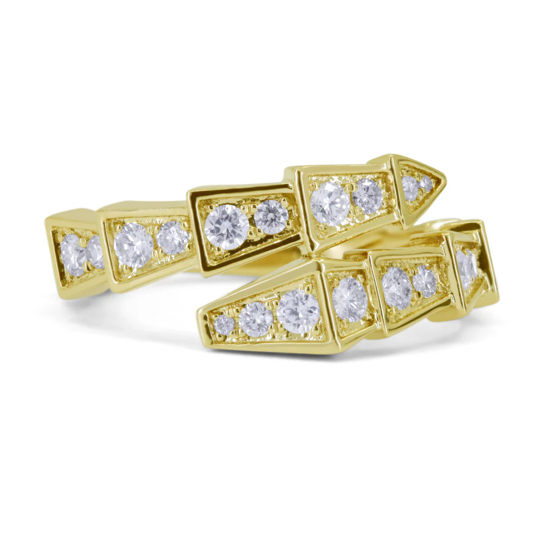 14K YG Diamond Serpent Wrap Ring Secondary image