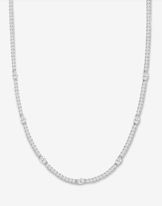 Silver Plated Maven Tennis Necklace in White CZ by Melinda Maria Main image