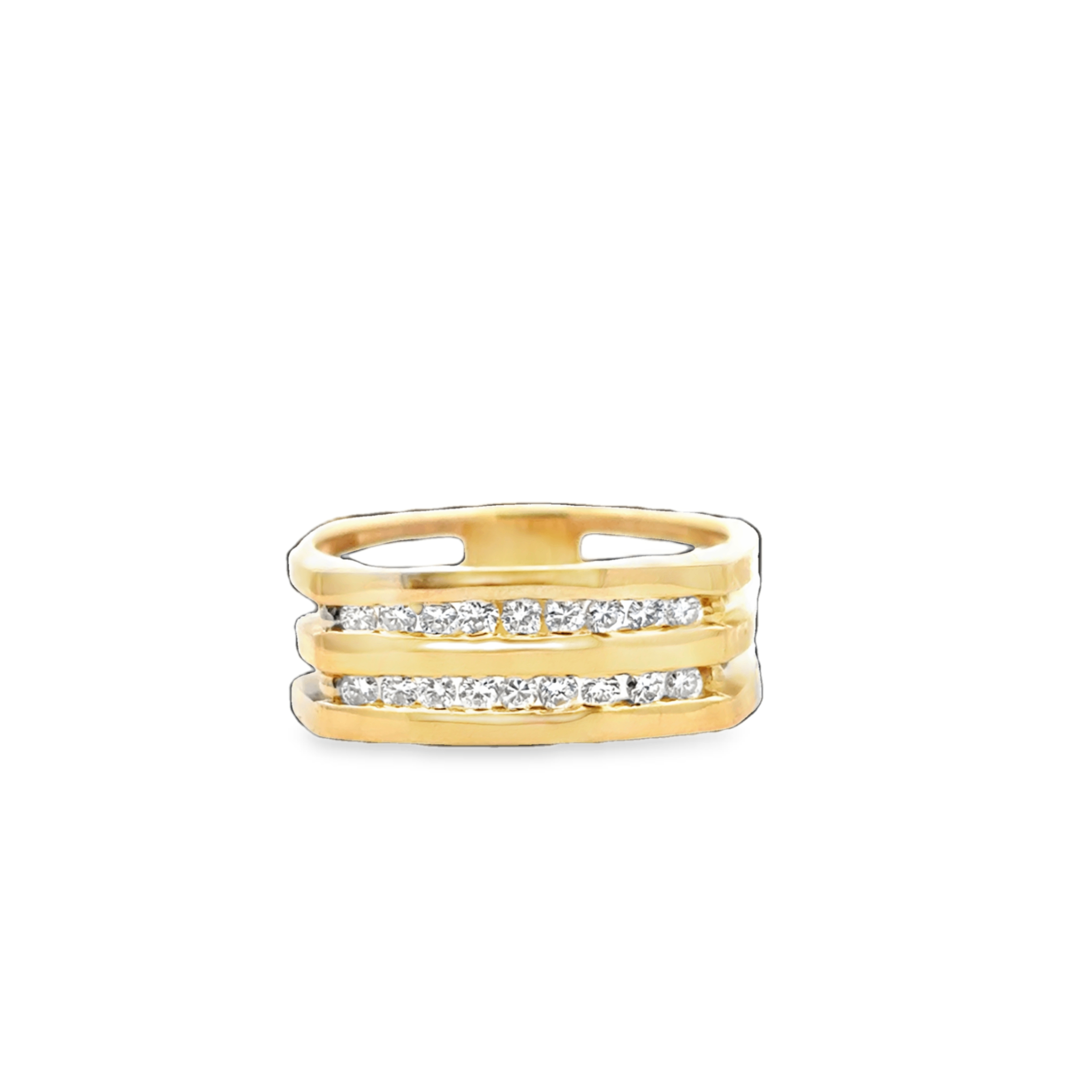 14K YG Double Row Diamond Channel Band *Estate Item Sold as is, Final Sale*