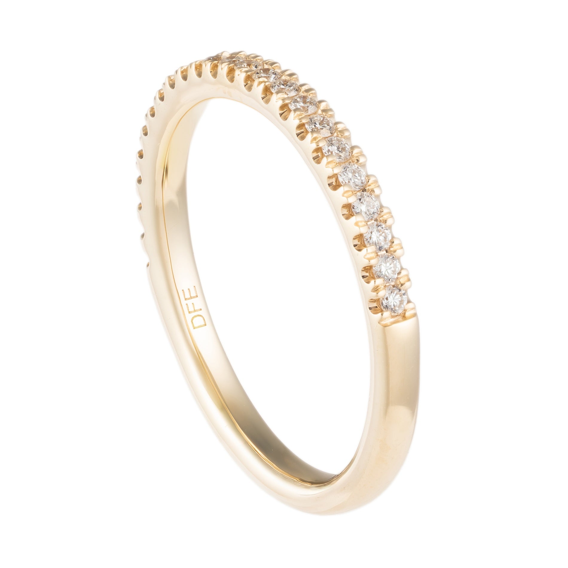 14K Yellow Gold 1/5cttw  Single Row Diamond Stackable Wedding Band