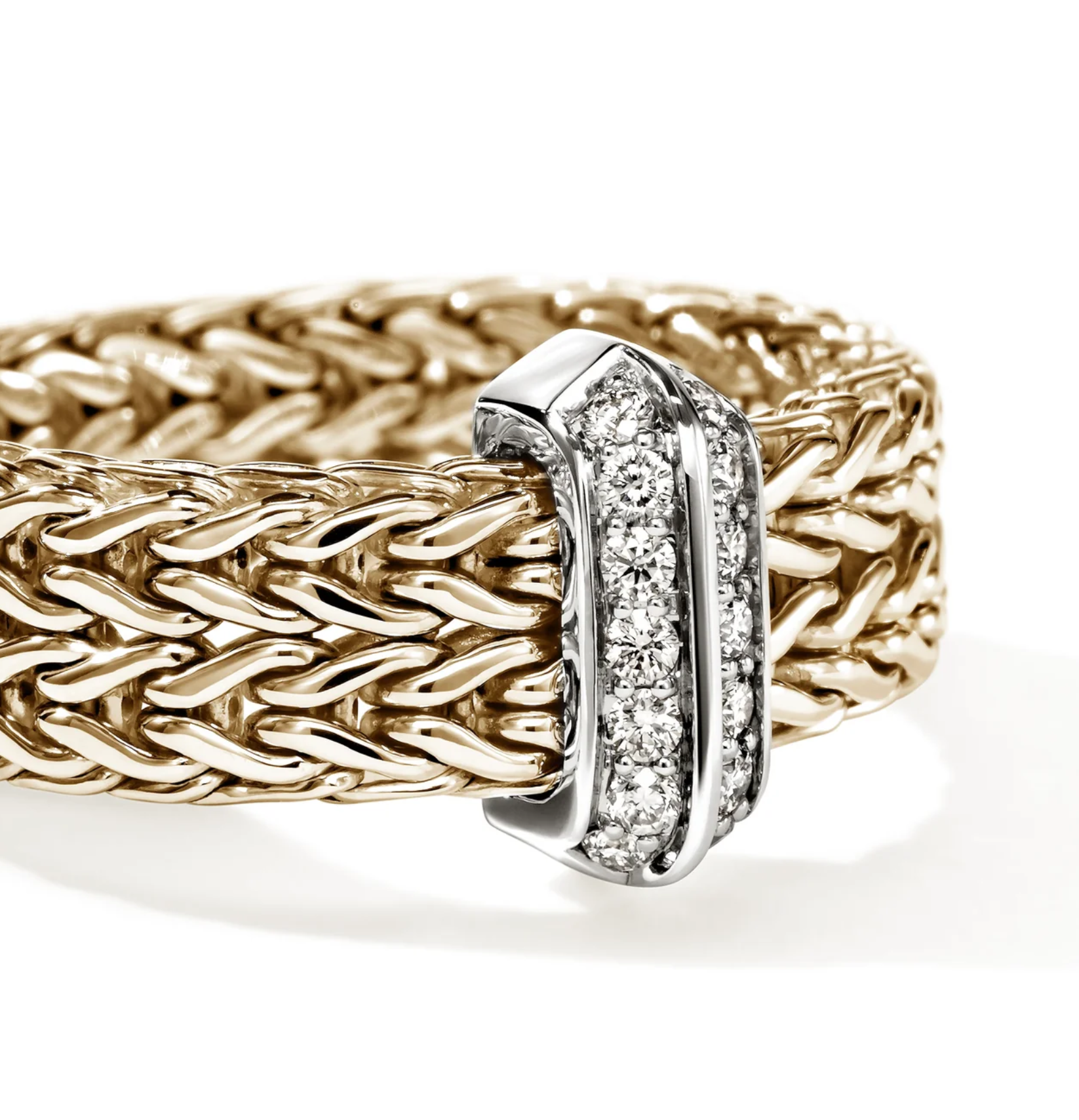 14K Yellow Gold Icon Bar Diamond Link Ring by John Hardy Secondary image