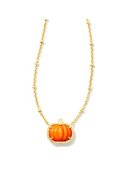 Gold Plated Short Pumpkin Necklace in Orange MOP by Kendra Scott