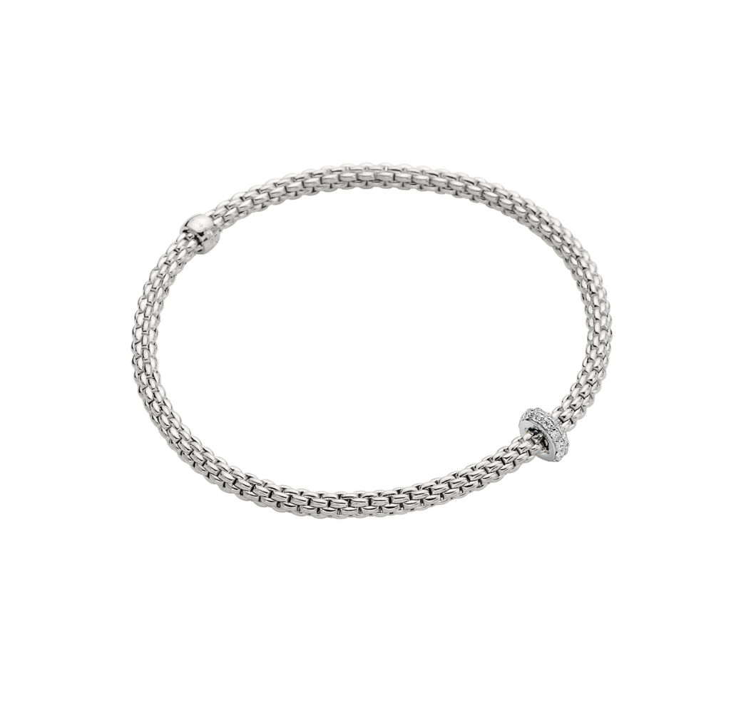 18K White Gold Prima Diamond Rondel Flex'It Bracelet by FOPE