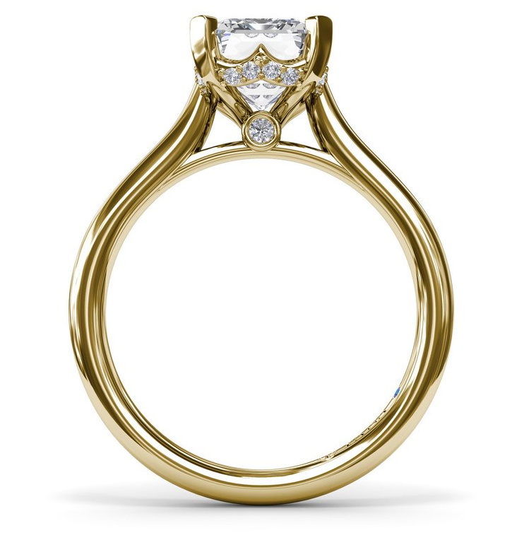 14K Yellow Gold Lab Grown Emerald Cut Diamond Engagement Ring with Hidden Halo by Fana Main image